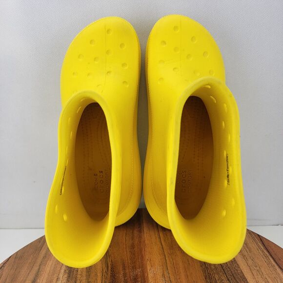 Crocs Mens 5 / Womens 7 Yellow Crush Rain Platform Boots 207946 - Picture 5 of 8
